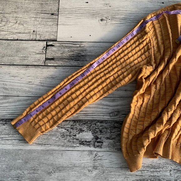 Vintage 90s Tosani Yellow Graphic Rib Knit V-Neck Pullover Sweater - Picture 11 of 11